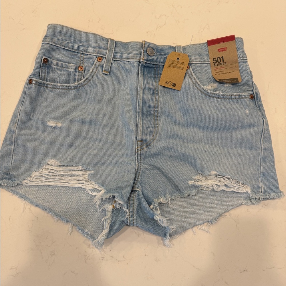 Levi's Women's Distressed Light Blue Jean Shorts